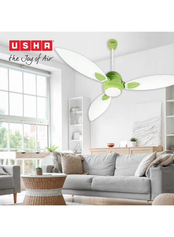 أوشا USHA New Bloom Series Sunspire Glow (Inspired by Sunflower) BLDC Ceiling Fan with Underlight with 3 Modes | RF Remote | Whisper-Quiet | Dust-Resistant (White & Light Green) - Image 4